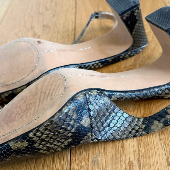 Vince Camuto Hamden Snake Print Leather Slingback Pumps Size 8 EUC - Picture 10 of 11